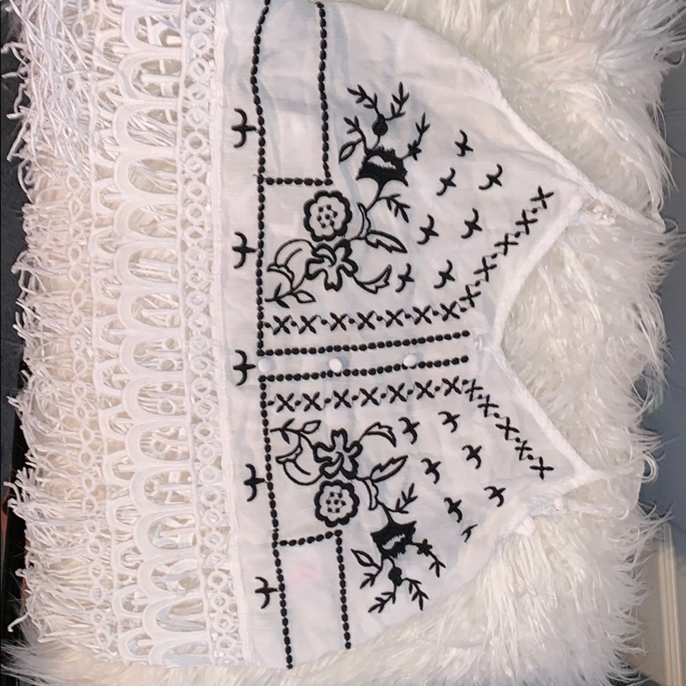 White tank top with bird and flower design